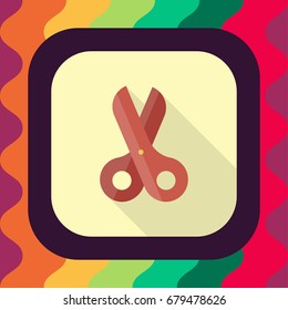 scissors flat icon with long shadow, vector illustration