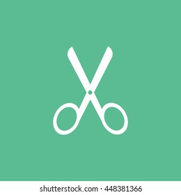 Scissors Flat Icon On Green Background
