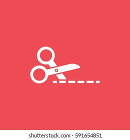 Scissors Flat Icon On Red Background