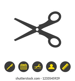 Scissors flat icon on white background. Vector illustration