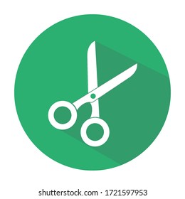 scissors Flat Simple Icon with long shadow, isolated vector image