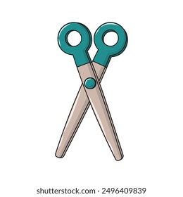 Scissors in a flat simple style. Vector illustration isolated on white background. Editable stroke. Back to school item supply.