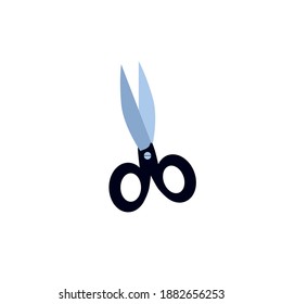 scissors in flat style. blue blades. vector