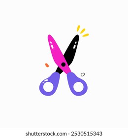 Scissors in flat vector illustration symbolizing creativity, crafting, and education, isolated on white background.