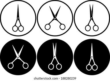 scissors in frame on black and white background