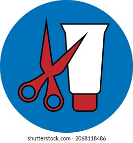 Tijeras con gel, ilustración, vector, sobre fondo blanco.