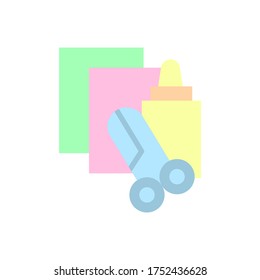 Scissors, glue, paper icon. Simple color vector elements of kindergarten icons for ui and ux, website or mobile application