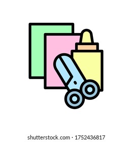 Scissors, glue, paper icon. Simple color with outline vector elements of kindergarten icons for ui and ux, website or mobile application