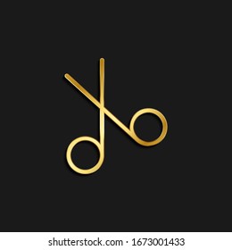 scissors gold icon. Vector illustration of golden dark background