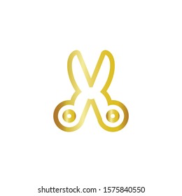 scissors in golden vector icon on a white background