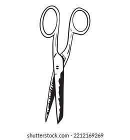 scissors graphic design vector illustration, art tattoo sketch, hand draw, print use