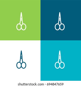 Scissors green and blue material color minimal icon or logo design