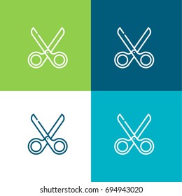 Scissors green and blue material color minimal icon or logo design