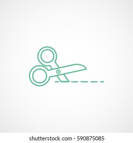 Scissors Green Line Icon On White Background