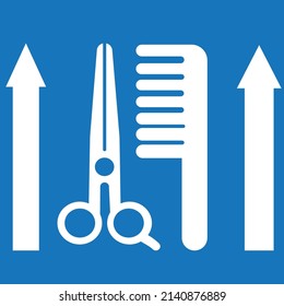 Scissors and hair brush icon vector illustration sign