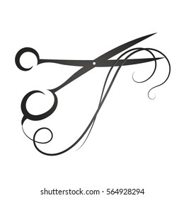 Scissors and hair sign for beauty vector silhouette