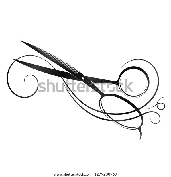 Scissors Hair Silhouette Beauty Salon Stock Vector (Royalty Free ...