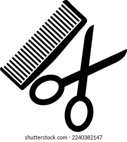 scissors hairbrush icon illustration on white background..eps
