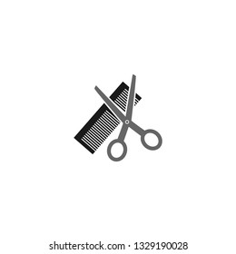 Scissors and hairbrush vector icon