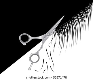 Scissors hairdresser. Serie of images.