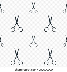 Scissors hairdresser sign icon. Tailor symbol. Seamless grid lines texture. Cells repeating pattern. White texture background. Vector