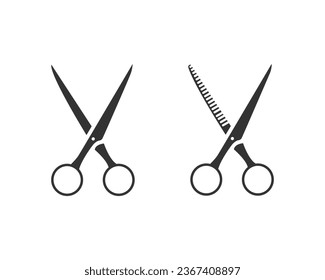 Scissors. Hairdressing scissors set. Icons of scissors for cutting hair. The silhouette of scissors. Vector illustration
