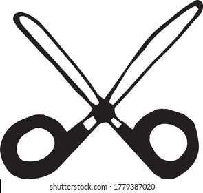 scissors hand drawn in doodle style. vector, scandinavian, monochrome. single element for design sticker, icon, card, poster. chancery, school, office, tool, cut shear
