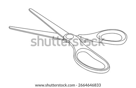 Scissors - hand drawn isometric black and white vector illustration.