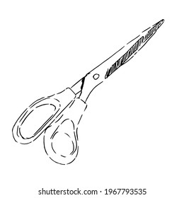 Scissors hand drawn skecth. Isolated on white background.