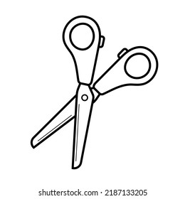 Scissors. Hand drawn sketch icon of stationery or sewing element. Isolated vector illustration in doodle line style.