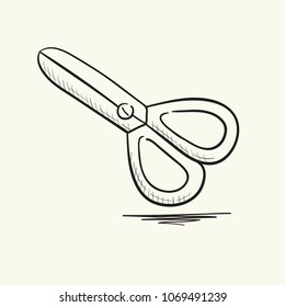 Scissors. Hand drawn vector illustration.