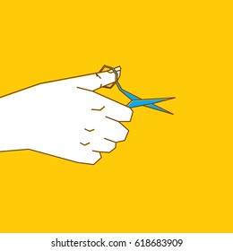 scissors in hand, to hair dresser cutting concept design
