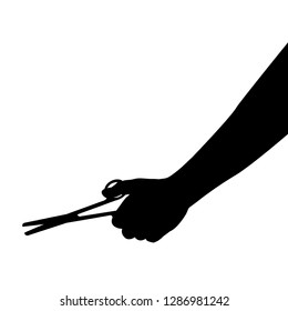 scissors in hand silhouette, vector graphic isolated on white background,