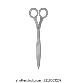 Scissors for handicrafts or embroidery cartoon illustration. Metal or steel equipment or instrument for stationery or handicrafts, closed shears, paper cutting tool on white background. Craft concept