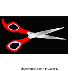 Scissors are hand-operated cutting instruments. Scissors are used for cutting various thin materials. Object is isolated on black background without shadows. 