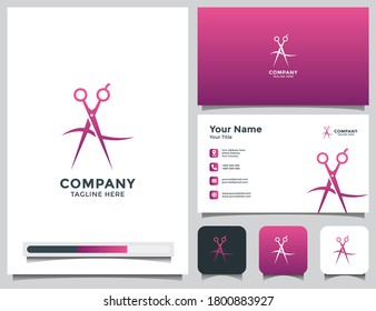 scissors, hari, salon logo and business card