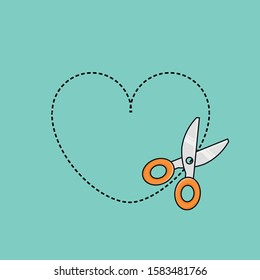 scissors heart cut line illustrator