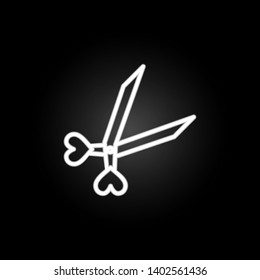 scissors with heart  neon icon. Elements of Heartbeat set. Simple icon for websites, web design, mobile app, info graphics