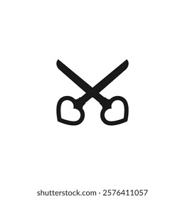 Scissors with hearts on the handle. Vector isolated illustration on white background.	