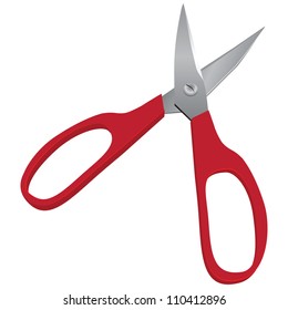 Scissors for household purposes, plastic handles. Vector illustration.