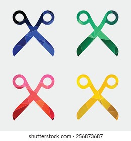 scissors icon Abstract Triangle Geometrical background 