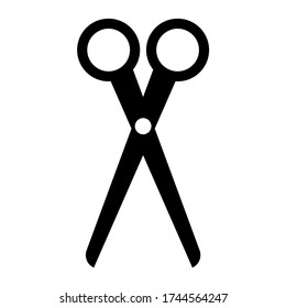 Scissors Icon for barber shop, hairdresser, sewing, garden tool, school equipment, paper cut. For logo, poster, banner, discount symbol, cut line for handmade product template. Vector silhouette