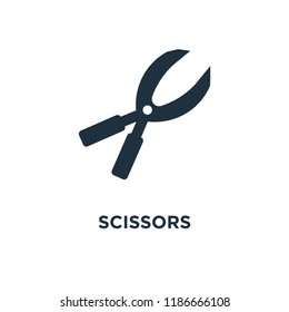 Scissors icon. Black filled vector illustration. Scissors symbol on white background. Can be used in web and mobile.