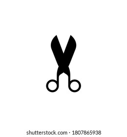 Scissors Icon in black flat glyph, filled style isolated on white background