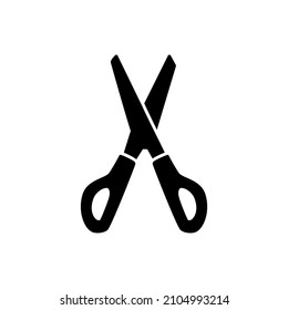 Scissors Icon in black flat glyph, filled style isolated on white background