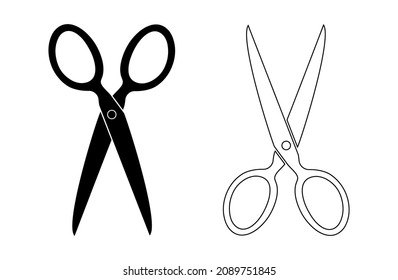 Scissors icon. Black scissors icons set. Vector illustration. Linear scissors sign isolated