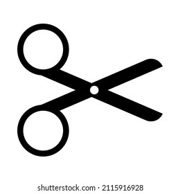 Scissors icon. Black silhouette. Barber logotype. Paper cut. Line work. Style concept. Vector illustration. Stock image. 