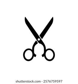 Scissors icon. Black Scissors silhouette vector illustration isolated on white background.