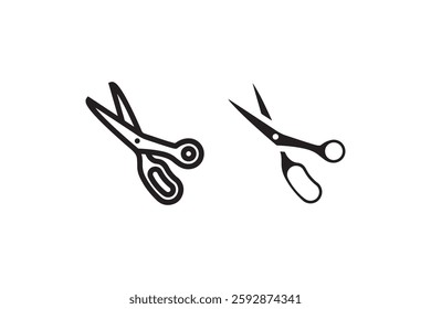Scissors icon in black and white Vector