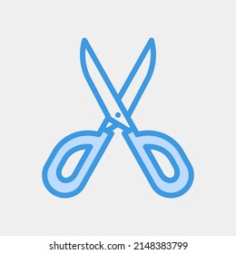 Scheren-Symbol in blauem Stil, Verwendung für Website-Mobile-App-Präsentation